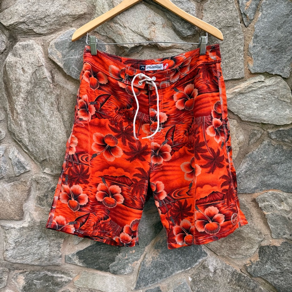 Vintage 90s Rusty Hawaiian Swim Trunks